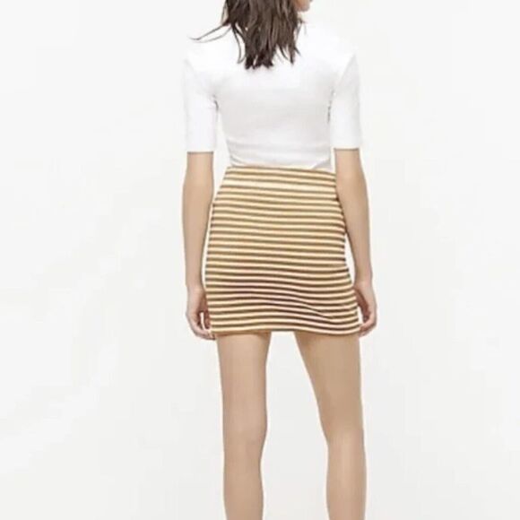 J. Crew Knit Mini Skirt Stripe Natural Gigi Pockets Cotton NWT Size 2X - Picture 2 of 9